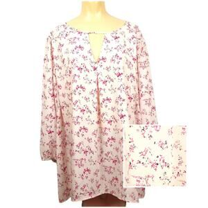 KAARI BLUE Women's Flowey Chiffon Floral Blouse  3X  Feminine Casual Lightweight